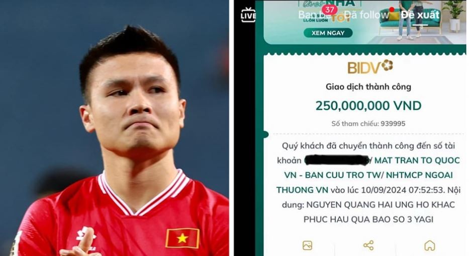 Quang Hải hành động đẹp, quyên góp 250 triệu đồng khắc phục hậu quả bão số 3