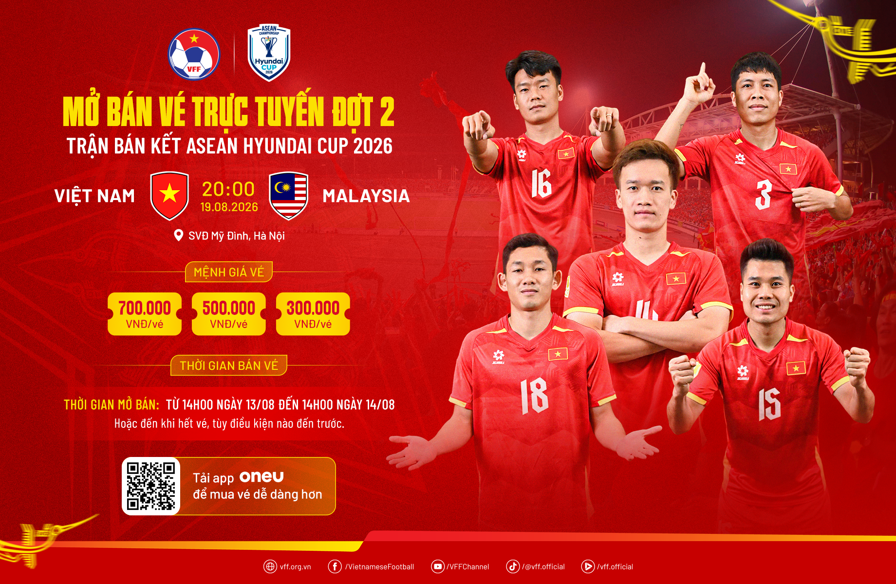 VFF mở bán đợt hai vé bán kết ASEAN Cup 2026 giữa Việt Nam và Malaysia